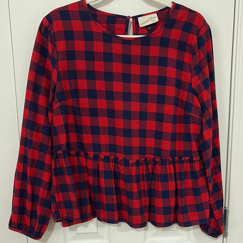 Universal Thread Red and Blue Checkered Blouse